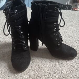 Madden Girl Black Lace-Up Ankle Boots
